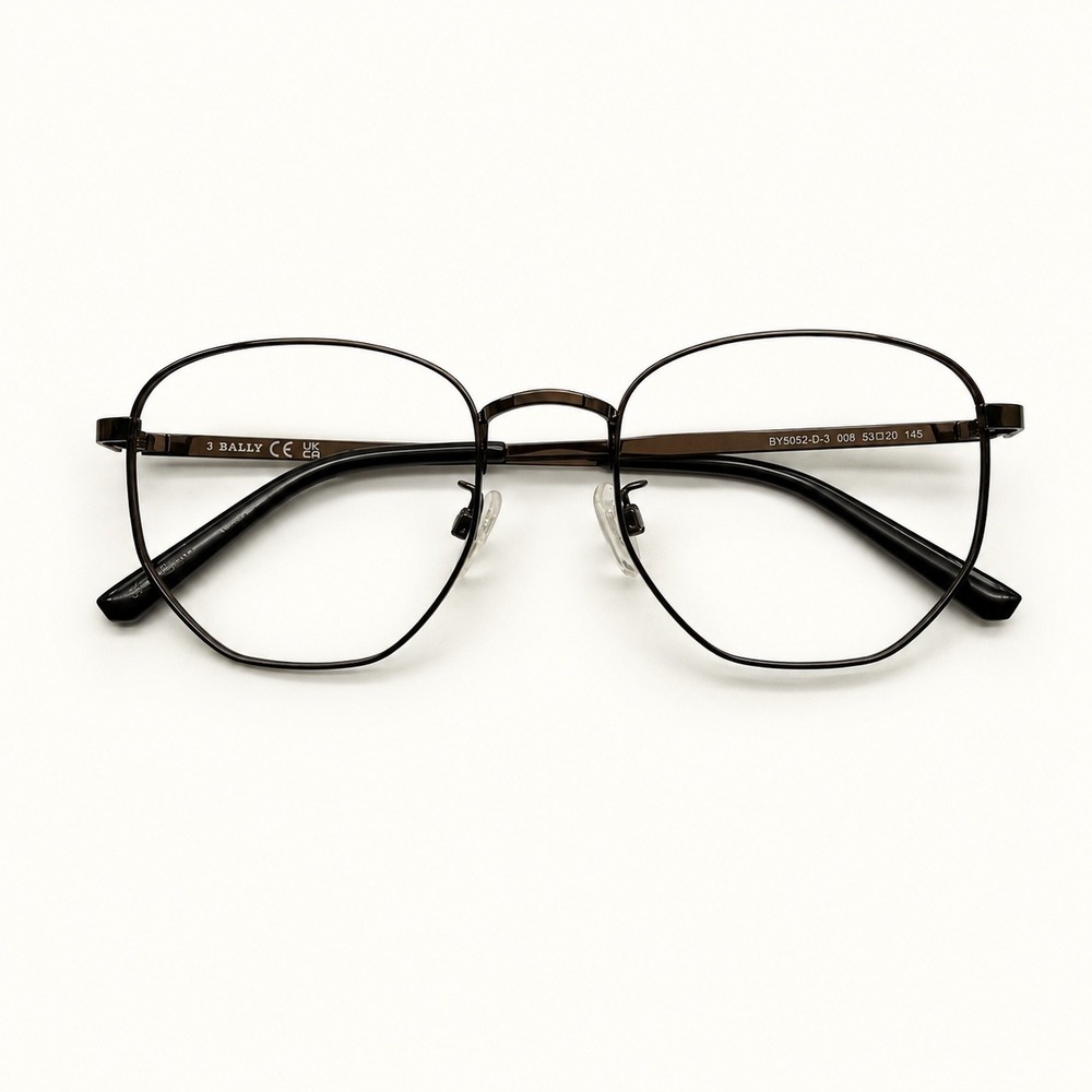 Bally BY5052-D-3 008 Gunmetal Metal Eyeglasses Frames 53-20-145 Geometric RX